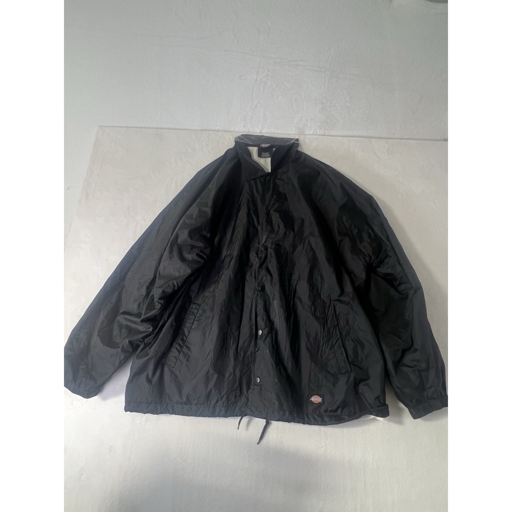 Dickies Snap On Men’s Jacket Windbreaker Solid Black RN20697 Size XL